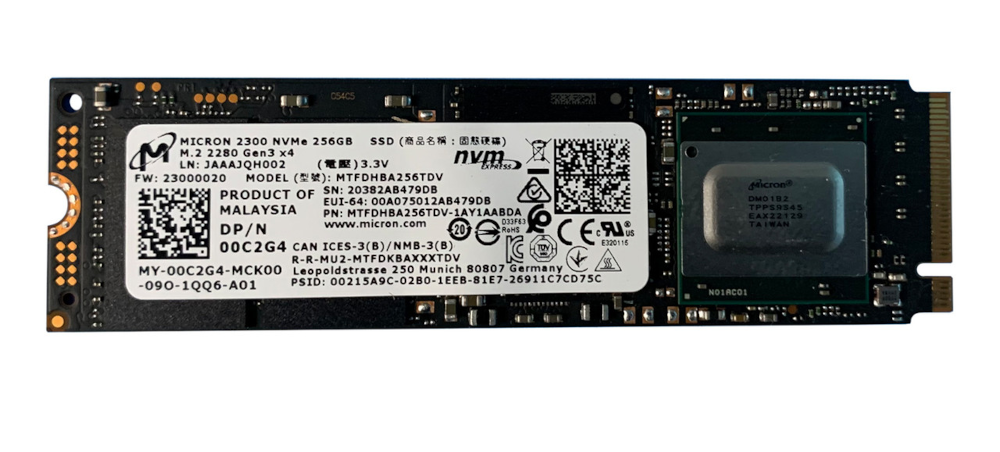 Disco Duro Micron 256 NVMe MTFDHBA256TDV FULL