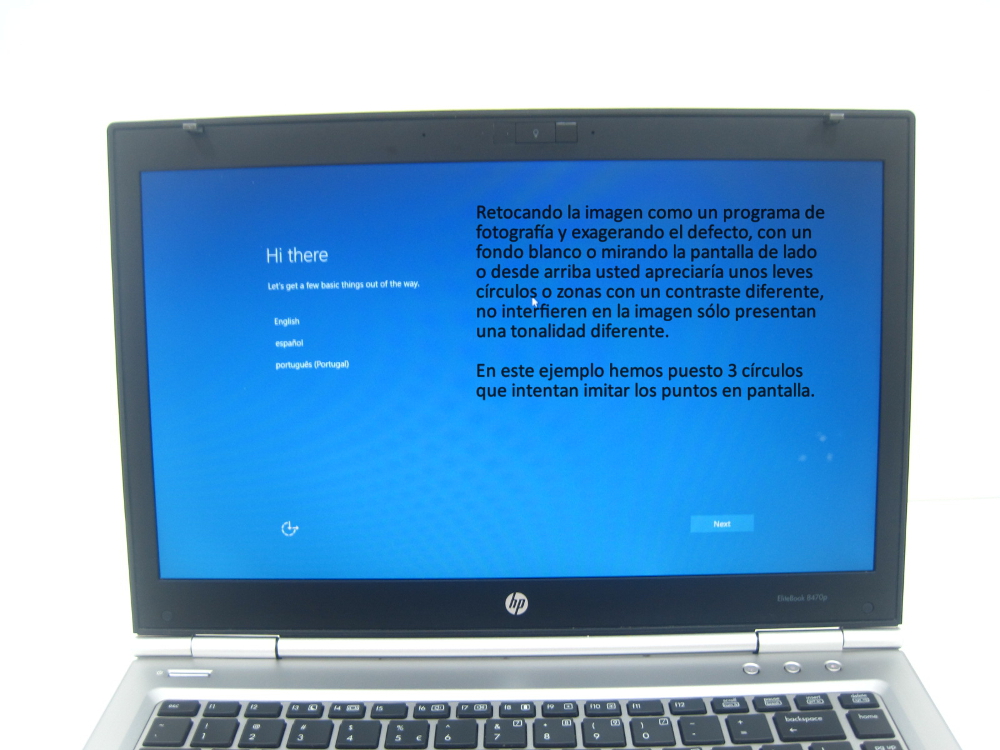 hp 8470p Pantalla real tara