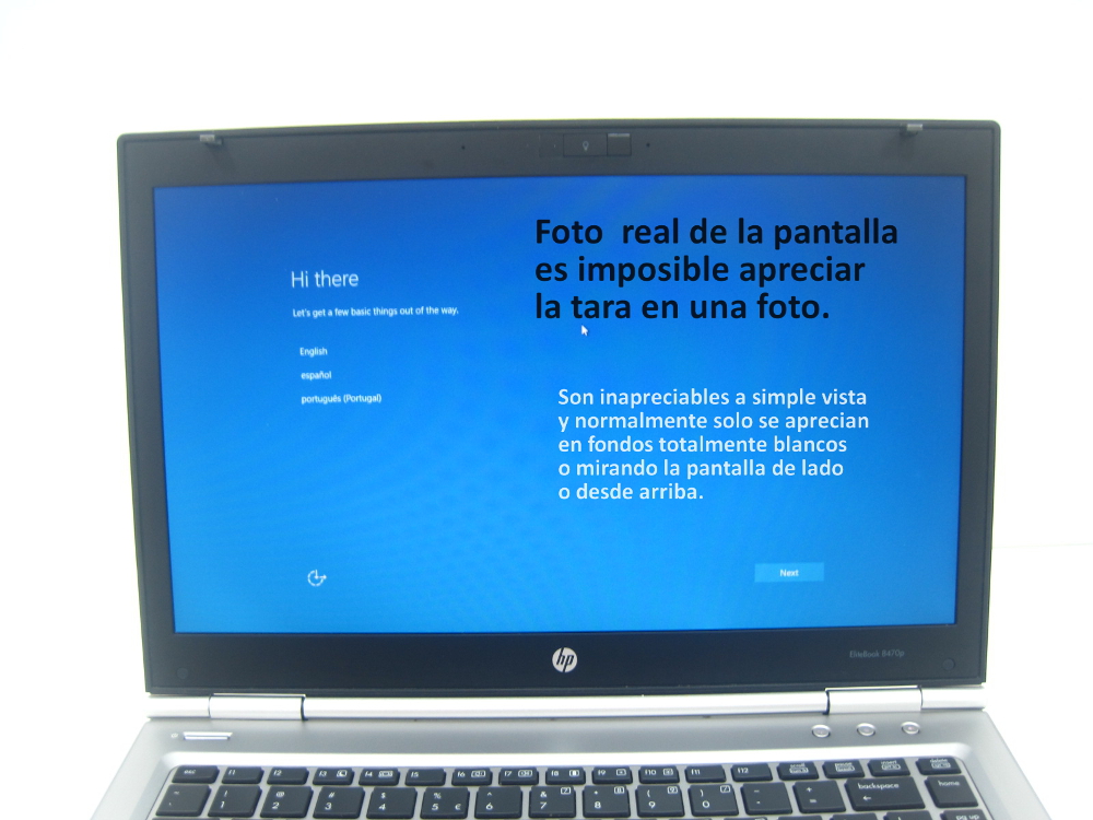 hp 8470p Pantalla real